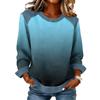 Felpa Casual da Donna con Collo in Denim Patchwork e Cuciture, Maglia a Manica Lunga