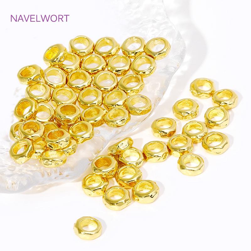 18K Gold Plated Brass Irregular Round Spacer Beads,Separators For Beads,For Jewelry Making DIY Bracelet Making Accessories
