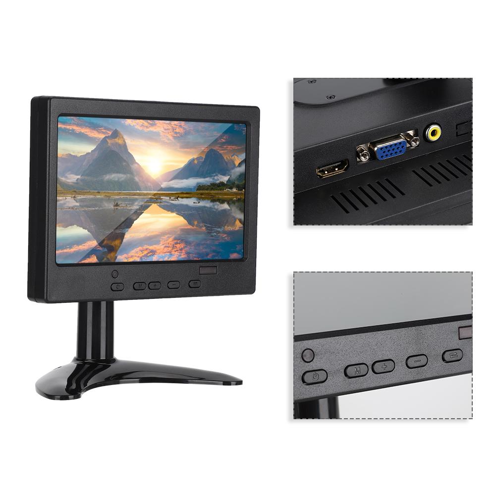 7 Zoll 1024x600 Auflösung 16:9 Multifunktions-Display-Monitor für HDMI  VGA  AV-Eingang mit Ständer