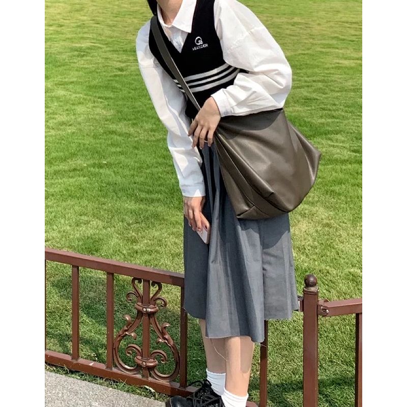 

Black Crossbody Bag Female 2025 New Bags Computer Tote Bag Large Capacity College Student Class Work Commuter Bag Elephant Gray