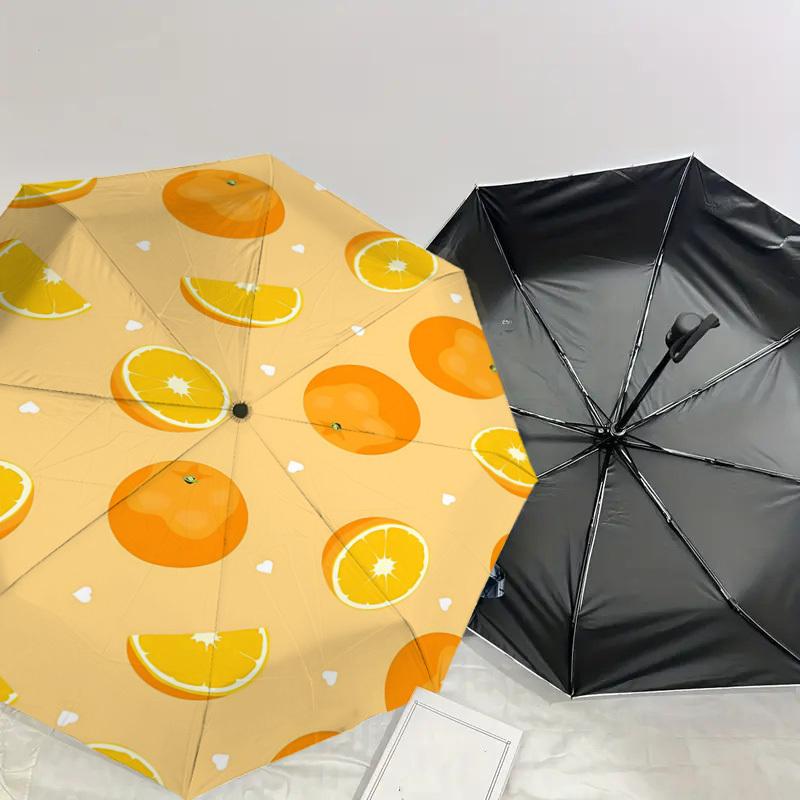 1PC Orange Slice Umbrella-8-Rib Reinforced Portable Folding Travel Suitable for All Seasons Outdoor Daily Use-G354