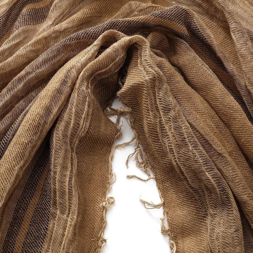 Breathable Cotton Linen Neckerchie Short Tassel Unisex Scarf Soft Striped Scarf Office