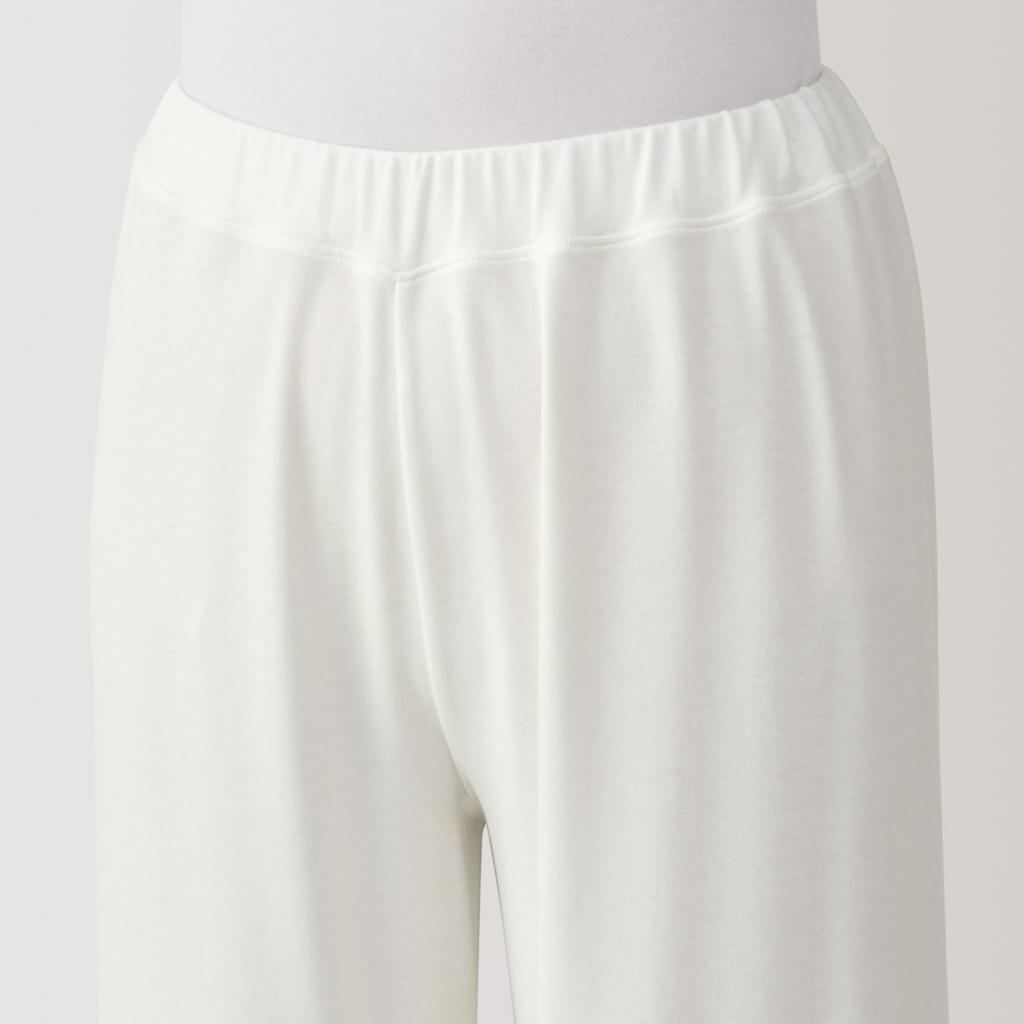 MUJI Women's Seamless Side Pajamas, Smooth Cut and Sew Long Sleeves, Off-White, Size XL, FD1L6A5S