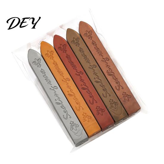 Wax Seal Beads for Invitations 5PCS Sealing Sticks, with Wicks, Classic Color Retro Letters Strips, Envelope And Vintage Craft Decor Stamp Supplies