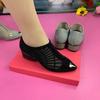 Women's Summer Chunky Heel Mesh Sandals - Pointed Toe, Hollow Out, Hot Drill Design.