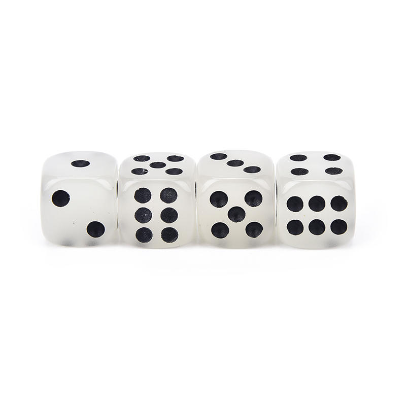 4Pcs 14Mm Round Black Luminous Dice 6-Sided Board Game