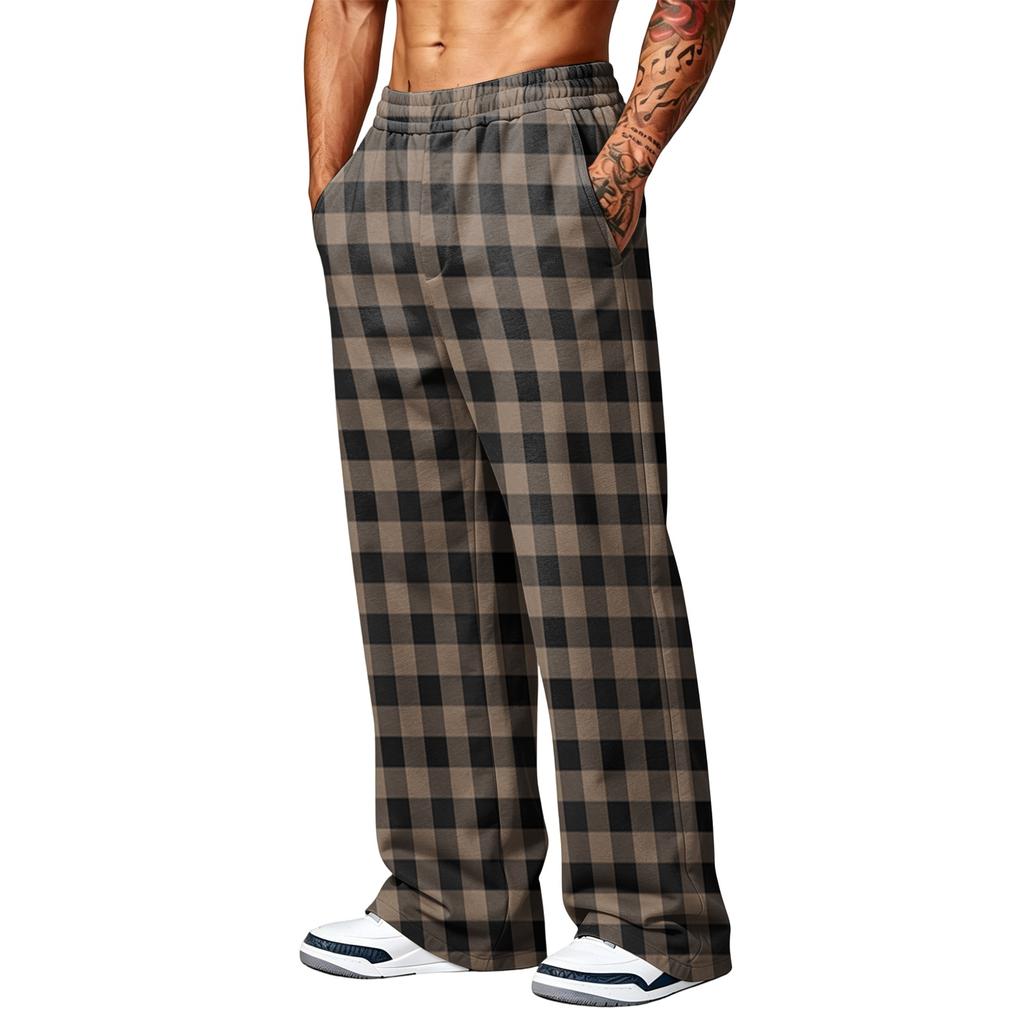 Men's Wide Leg Jogger Pants with Pockets - Printed Casual Athletic Sweatpants for Daily Wear
