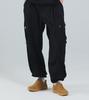 Beoteunseoul Balloon Fit Keyring Cargo Cotton Washed String Elastic Pants [Black]