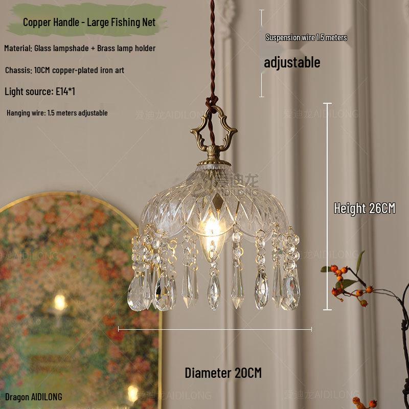 American Retro Crystal Chandelier for Hallway, Bedside, Balcony, and Cloakroom.