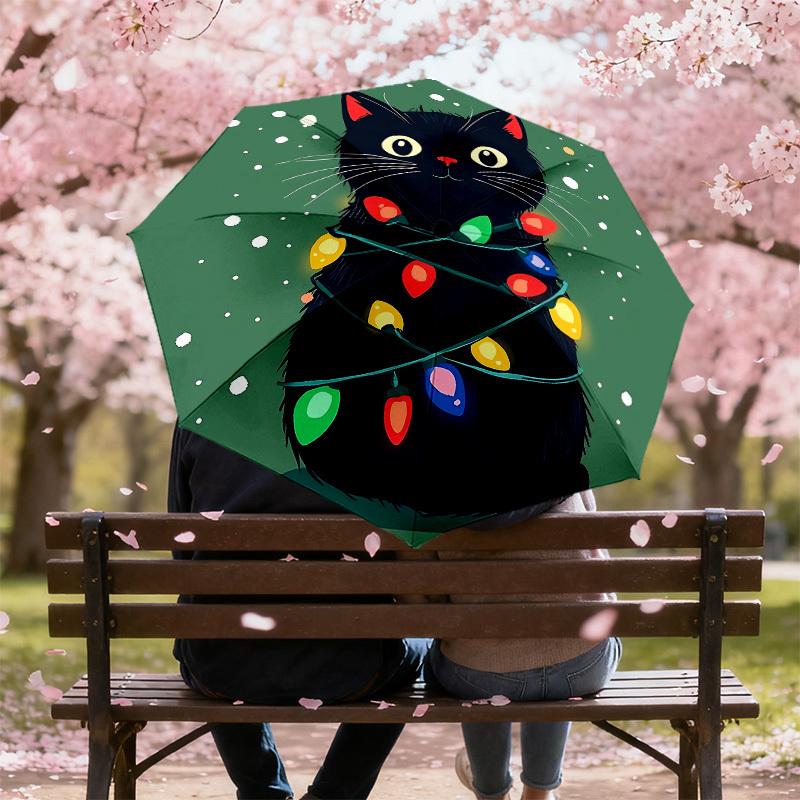 Christmas Cat Lights Umbrella: - Automatic Opening & Closing, A Festive Gift for Outdoor Adventures 130
