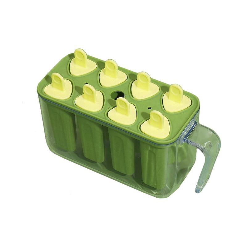 Flippy Ice Cream Mold Set 8 Packs Silicone Popsicle Molds Homemade Ice Cream and Frozen Juice Molds 13 x 10 x 6.5 cm Green