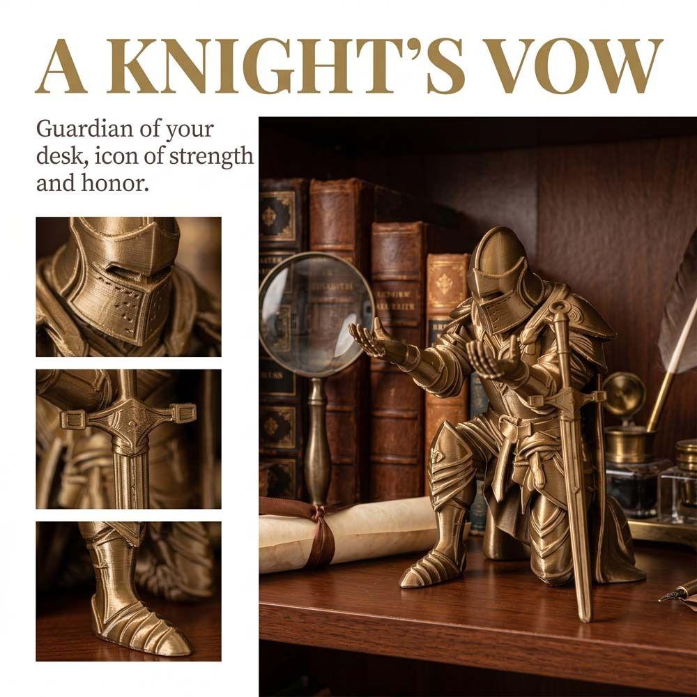 Funny 3D Printing Knight Ornaments Creative Desktop Accessory Kneeling Knight Pen Holder Office