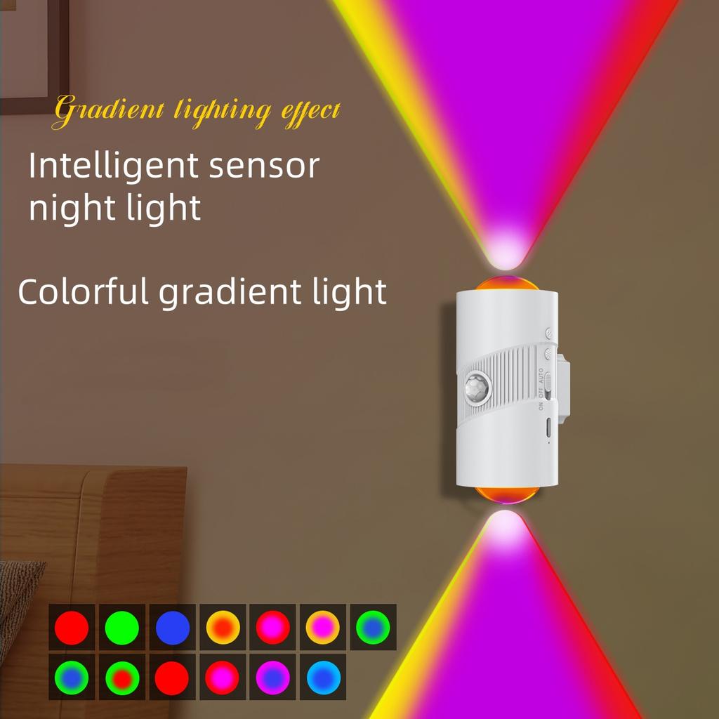 Motion Sensor LED Night Light RGB USB Rechargeable Magnetic Mounting Wall Lamp Staircase Light Indoor Lighting