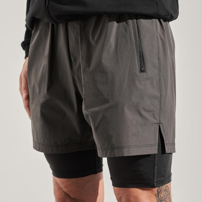 Мужские эластичные повседневные летние шорты черные, многослойные, уникальный дизайн, уличный стиль M