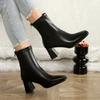 Elegant Square Toe Block Heel Ankle Boots For Women Leather Back Zipper Short Boots Woman Fashion High Heel Boots