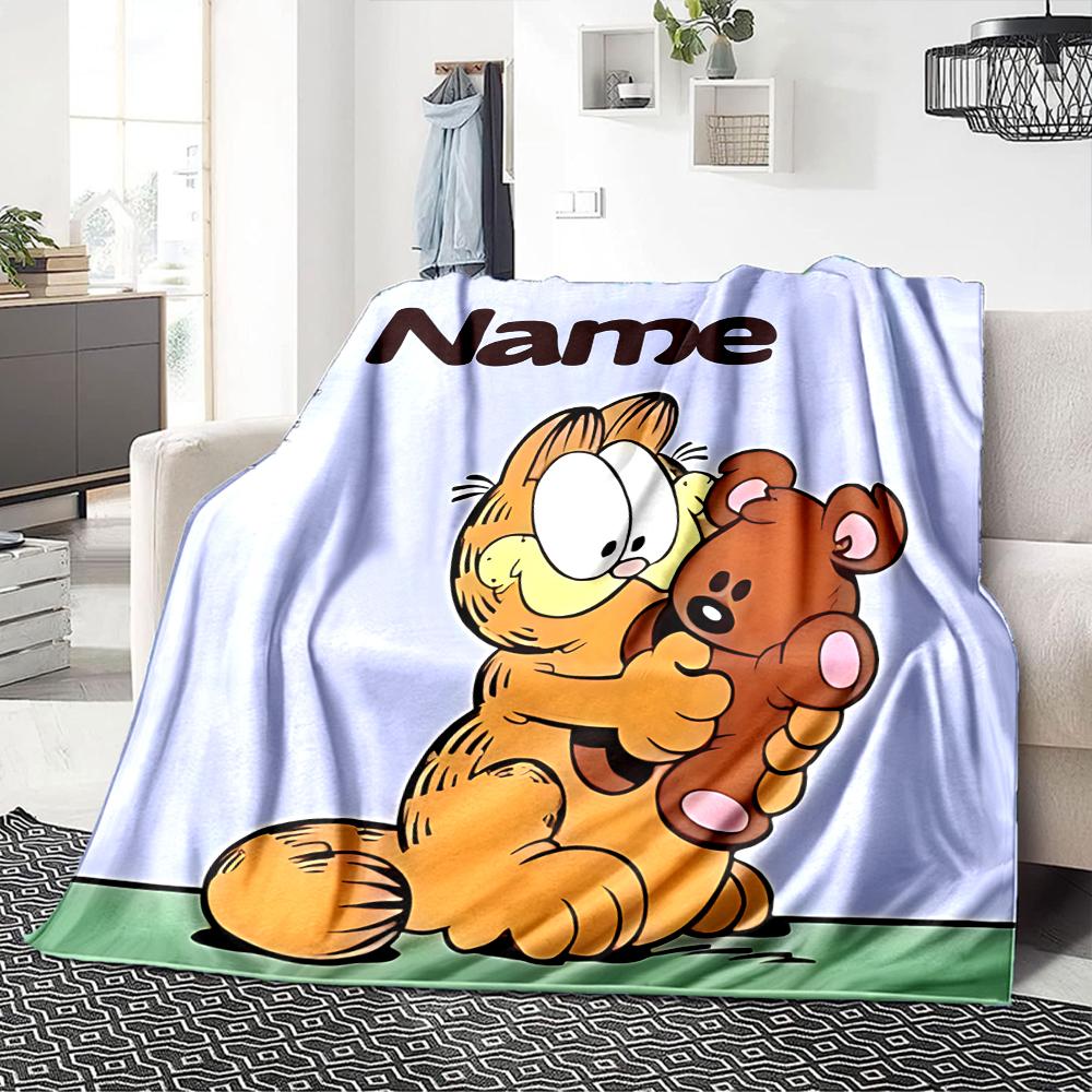 Custom Name Garfield'S Starry Adventure Party Blanket For Couch Bed Plush Cozy Fuzzy Blanket Super Soft Warm Blankets For Fall And Winter 091674