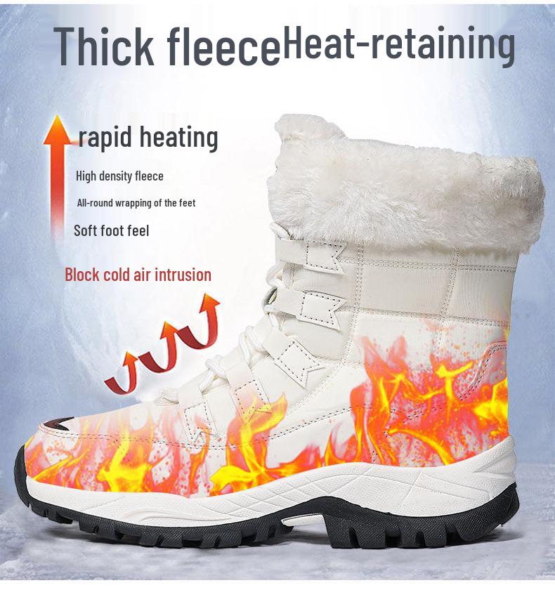 Women's High-Top Winter Snow Boots: Outdoor Travel Style, Plus Cotton, Combat Design, New for 2025.