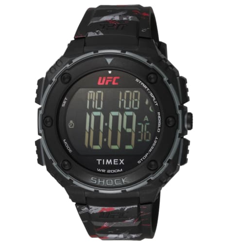 TIMEX UFC Fight Week Digital Quartz Watch, 200m Water Resistant, Acrylic, 50mm, TW2V85100, Men's, Black