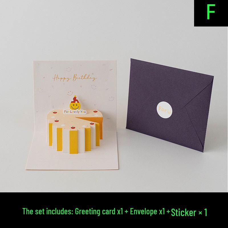 3D Birthday Cake Greeting Card with Handwritten Thankful Blessing