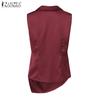 ZANZEA Women Casual V-Neck Summer Sleeveless Irregular Hem Tank Tops