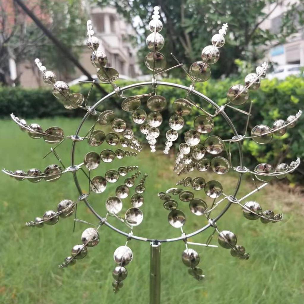 Moară de Vânt Kinetică Metalică Unică, Magică, 3D, Alimentată de Vânt, Spinner Solar - Spinners Solare de Vânt pentru Gazon, Curte și Grădină - Decorațiune Metalică pentru Terasă în Aer Liber