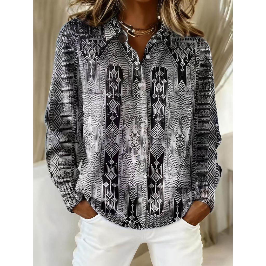 Damenhemd mit Revers und Strickjacke, Einfarbig gestrickt, 3D-Druck, Weihnachten, Herbst, Winter