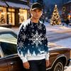 Men's Casual Loose Fit Printed Neck Long Sleeve T-Shirt for Daily Wear