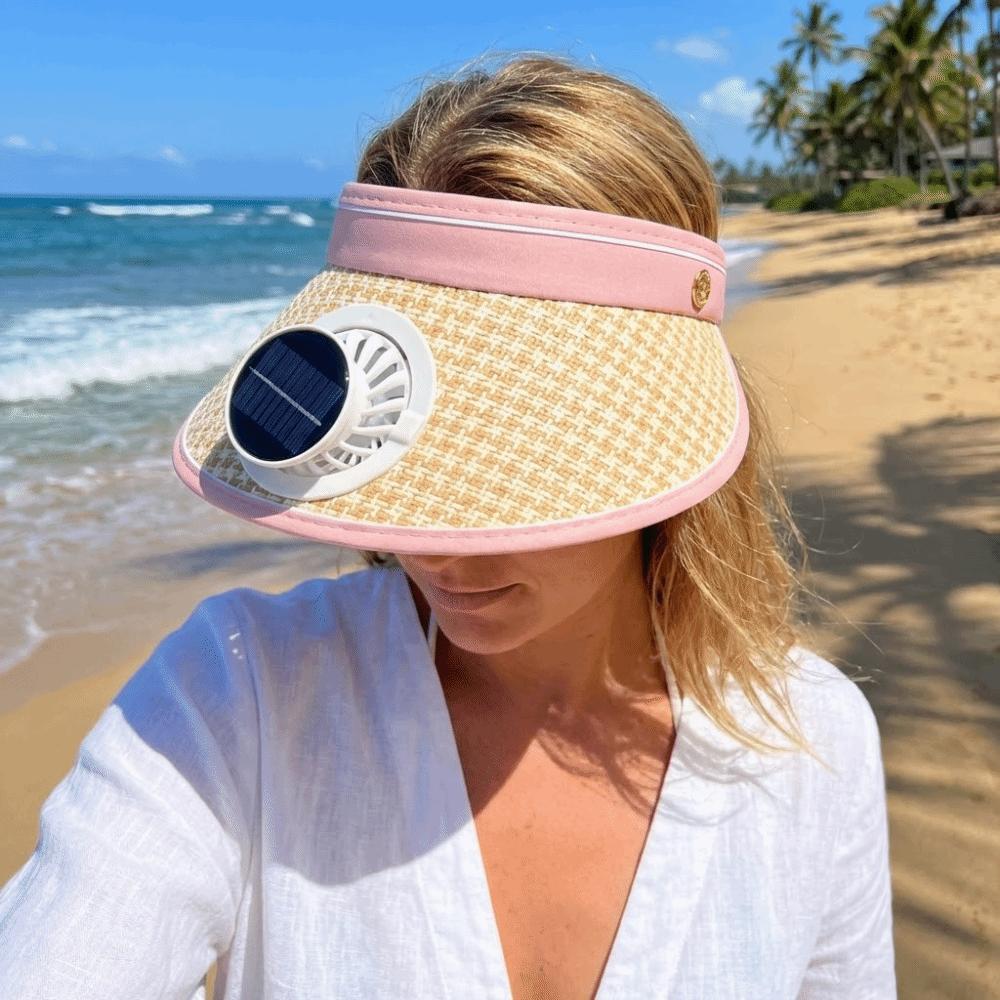 Wide Brim Sun Hat with Fan Breathable Summer Fan Visor Cap Solar Fan Hat  Camping
