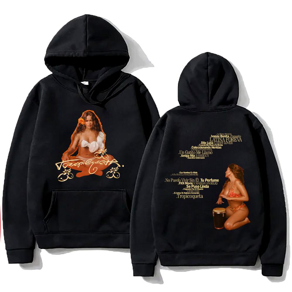 2025 Women's Multicolor Hoodies Karol G Tropicoqueta Tracklist Pullovers Hip Hop Long Sleeve Streetwear Unisex Y2K Clothes Tops