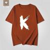 Artistic Letter K Printed White Short Sleeved Unisexs And Unisexs American Street Loose Pure Cotton Personalized Simple Tshirt