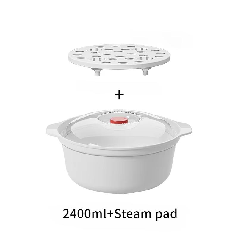 3pcs Microwave Oven Special Box Household Plastic Heating Fresh Keepeing Box with Lid Steamed Bun Instant Noodles Kitchen Bowl