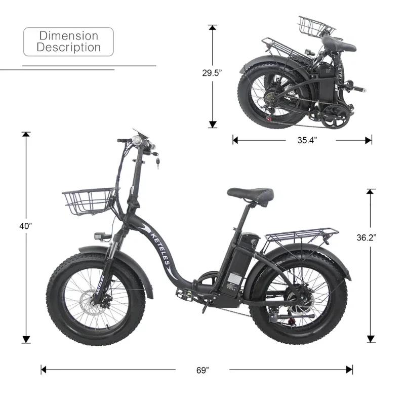 KETELES KF9 Elektrofahrrad 1000W Doppelmotor 48V35AH Lithiumbatterie Faltbares Elektrofahrrad für Erwachsene 20*4.0-Zoll Fat Tire Schnee E-Bike