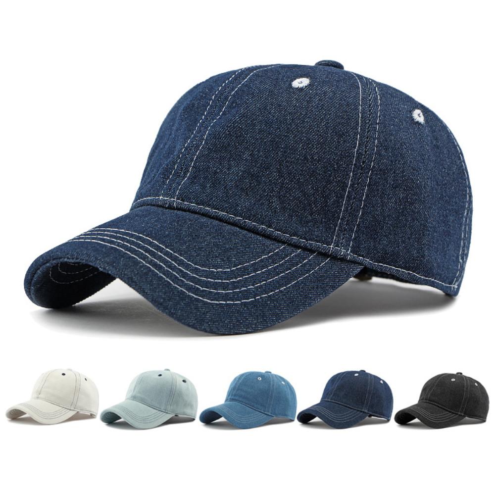 HT4391 Baseball Cap Men Women Cotton Denim Baseball Hat Classic Solid 6 Panels Snapback Cap for Men Women Adjustable Hip Hop Cap