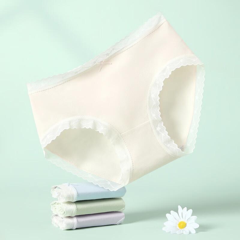 Fenteng Women's 95% Cotton Antibacterial Lace Underwear 4-Pack