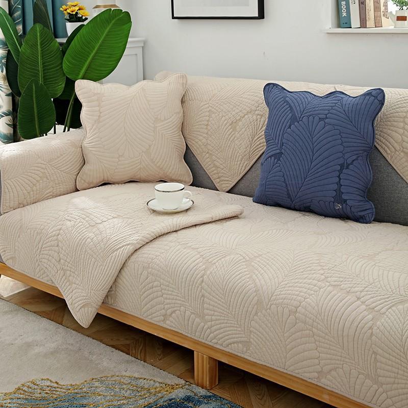 Sofa Cushion Four Seasons Universal Non-Slip Fabric Pure Cotton Simple Modern Seat Cushion Cotton Solid Wood Sofa Cover Towel Cover Cloth