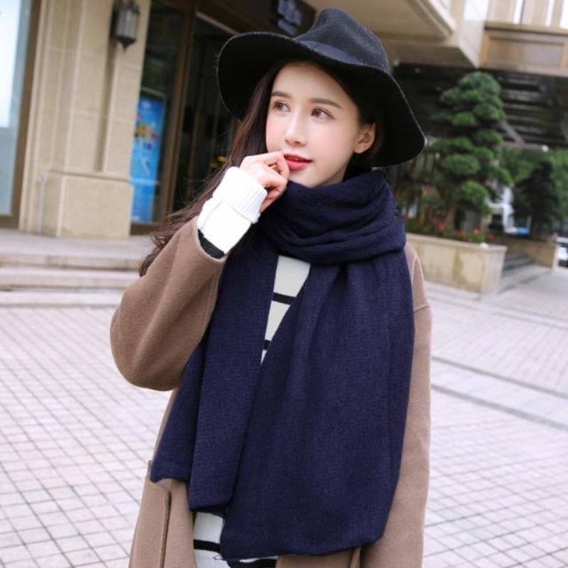 Autumn and Winter New Solid Color Imitation Cashmere Couple Scarf Thickened Warm Flat Scarf