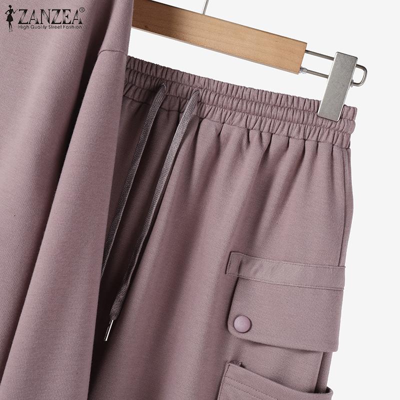 ZANZEA Women Long Sleeve Blouse and Skirts Casual Two Piece Suit Sets