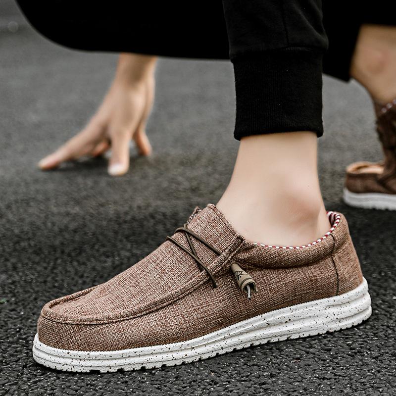 Canvas Shoes Breathable Men's Loafers Casual Comfortable Footwear Designer Shoes Men Zapatos De Hombre Plaid Woven Canvas Shoes