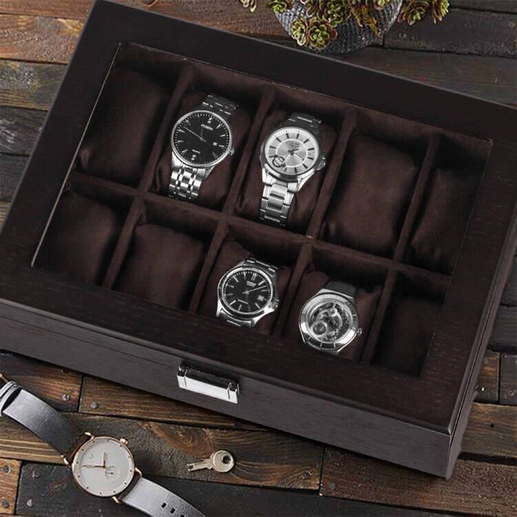 Baskiss Wooden Watch Case, Watch Storage Box, Luxury Watch Collection Case (10 Watches)