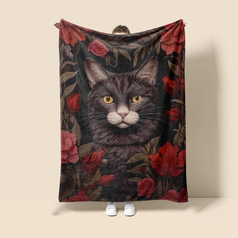 

Домашний декор плюшевый Плед для дивана Аниме животные Покрывало на кровать пушистые мягкие одеяла декор Клетчатый Современный кот черный 30x40in