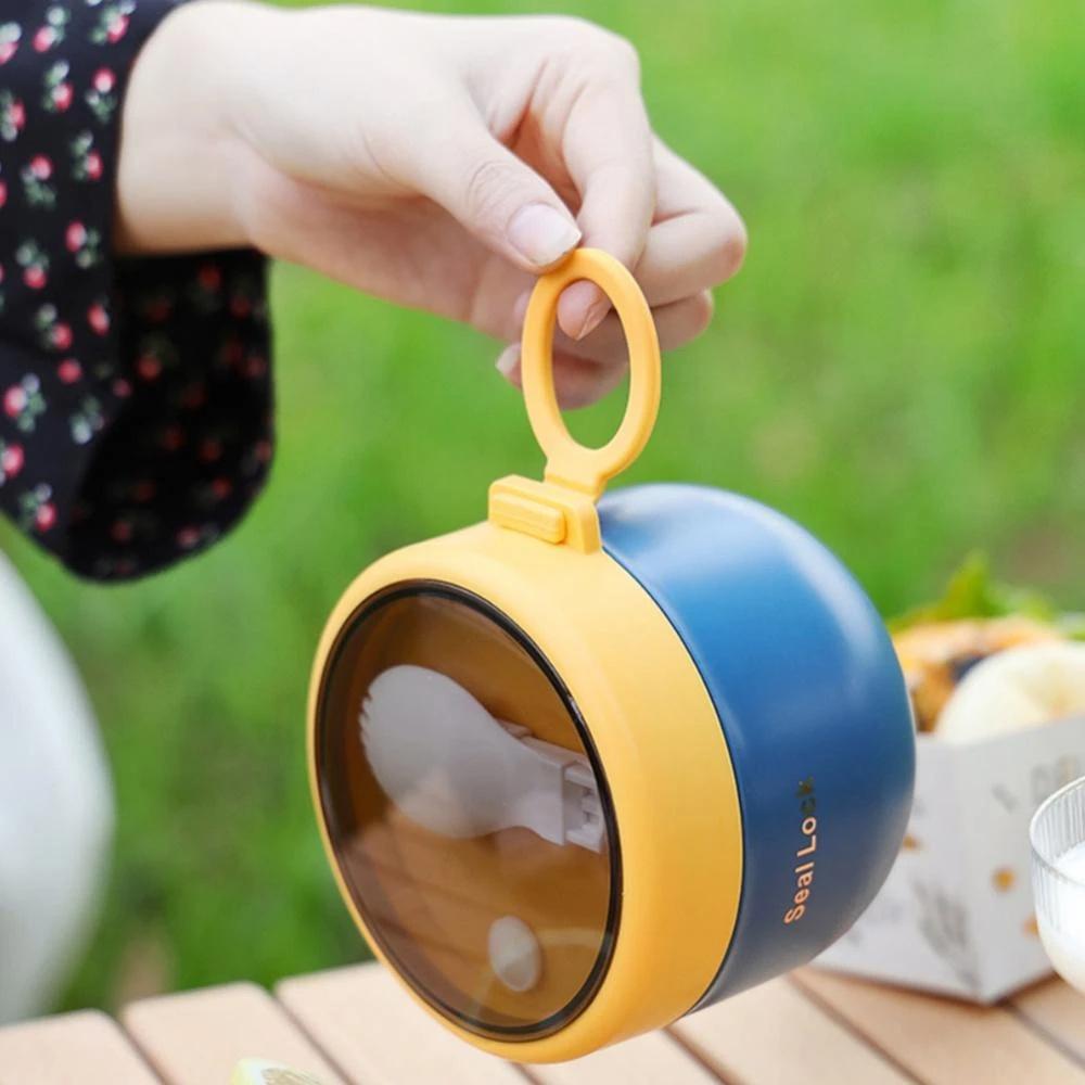 Plastový obědový box s polévkovou miskou, přenosný a odolný venkovní bento box pro kempování a pikniky, zpět do školy