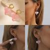 Pink Heartshaped Unique Hoop Earrings For Women Trendy European And Style American