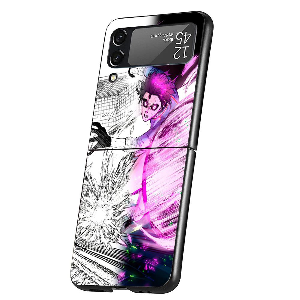 Blue Lock Football Anime Cover Phone Case For Samsung Galaxy Z Flip 7 6 5 4 3 5G Flip7 Flip6 Flip5 Flip4 Flip3 Black Fundas Shel