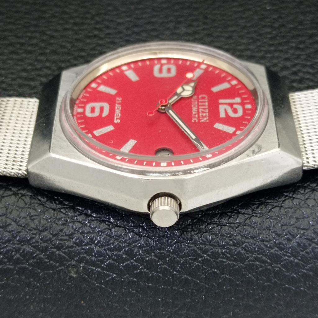 VINTAGE CITIZEN AUTOMATIC 8200 JAPAN MENS DATE RED COLOR DIAL WATCH a500211-2 R151b-a500211