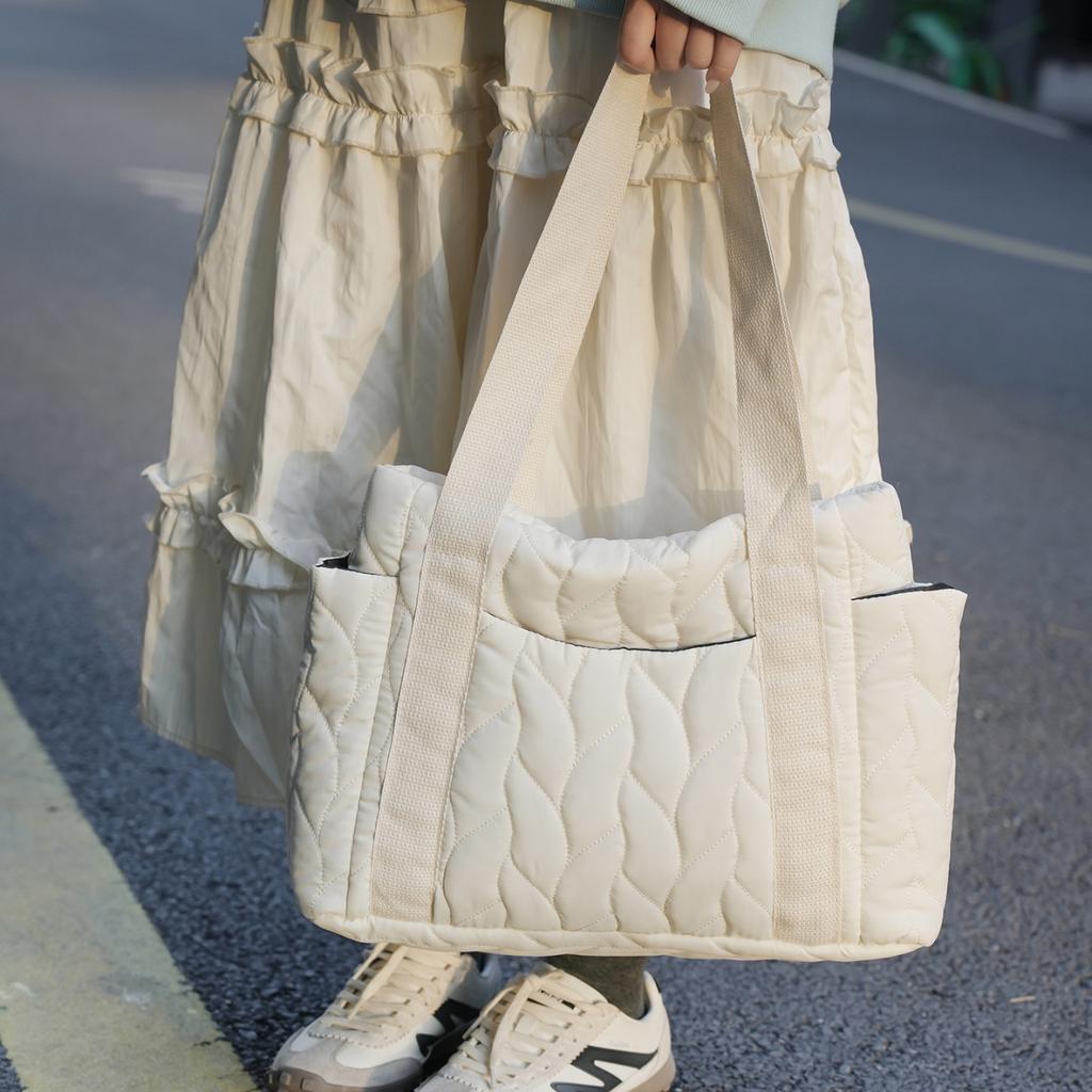 Simple And Lightweight Down Cotton Clothes Tote Bag Women'S Autumn And Winter Casual Versatile Large-Capacity Commuter Shoulder Bag