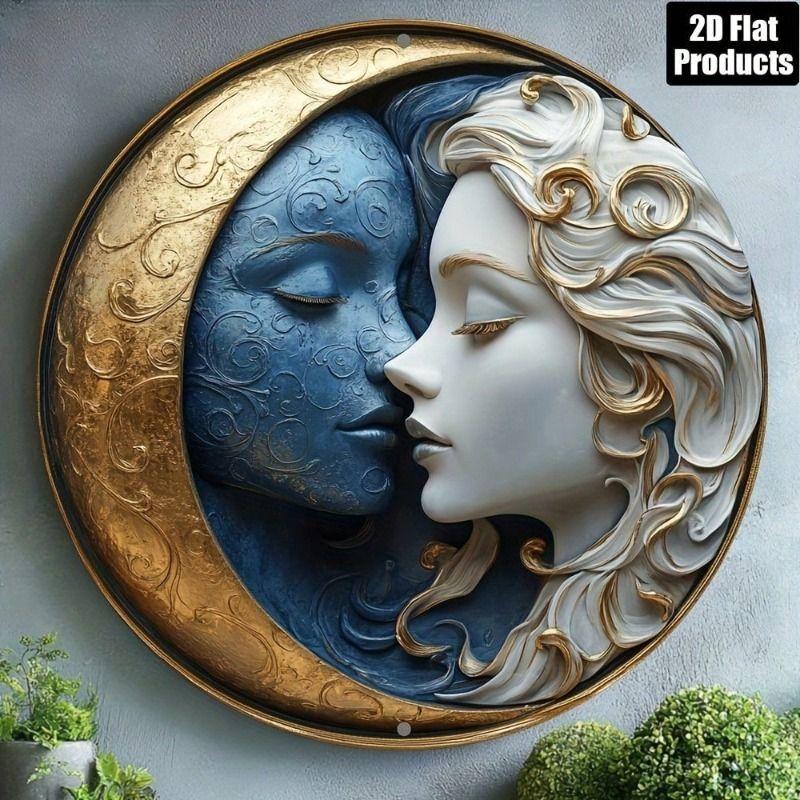 Retro Metal Tin Sign Art Circle 20x20cm Wall Decor for Living Room Bedroom
