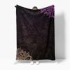 Black Gray Floral Gradient Fleece Blanket for Women Girls Sofa Bed Throw Decorative Throw Blanket