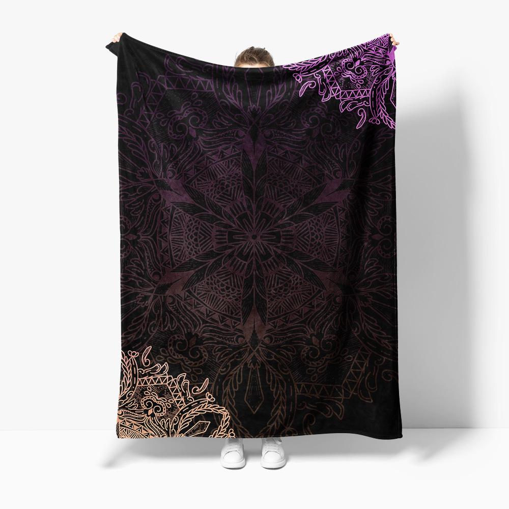 

Black Gray Floral Gradient Fleece Blanket for Women Girls Sofa Bed Throw Decorative Throw Blanket 75x100cm