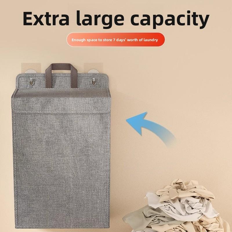Modern Foldable Wallmounted Laundry Basket With Handles For Bedroom And Bathroom Use