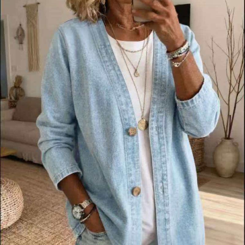 Damen Strickjacke Leichte Blaue Jacke Langärmeliges Oberteil Zeigt ein Stilvolles Und Flexibles Design, Das Perfekt für Frühling, Sommer Und Herbst Ist